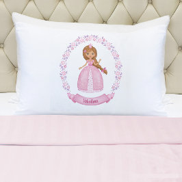 Monograma Moça Rosa Princesa Pillowcase