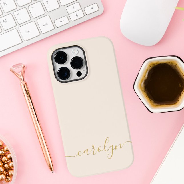 Monograma Moderna em Bege Feminino Personalizada (Criador carregado)
