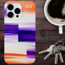 Monograma Moderno com Pinceladas de Roxo e Laranja