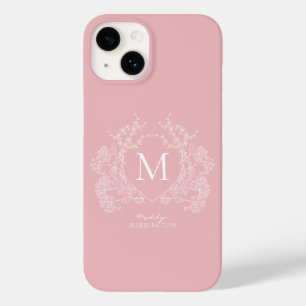 Monograma Moderno de Pincel Floral Rosa