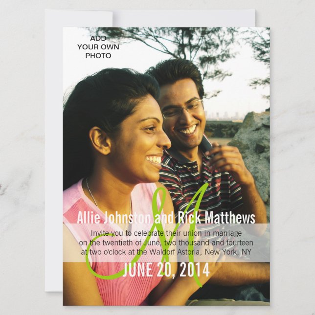 Monograma moderno dos convites do casamento da (Frente)