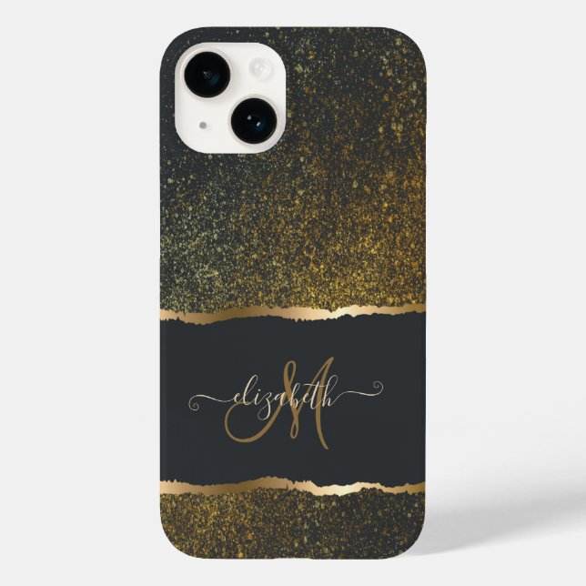 Monograma Moderno Elegante com Toque Dourado (Verso)