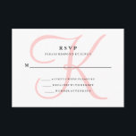 Monograma Moderno Elegante em RSVP Rosa<br><div class="desc">Estas cartas de RSVP de casamento de na moda exibem seu monograma em um texto grande e moderno colorido num tom leve de quartzo de rosa em um fundo branco. Um simples e elegante olhar para o seu casamento moderno.</div>