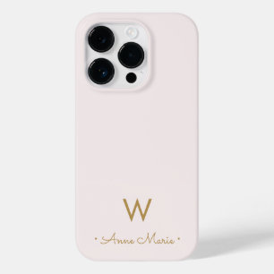 Monograma Moderno em Rosa Bege Dourado em Letra Cu