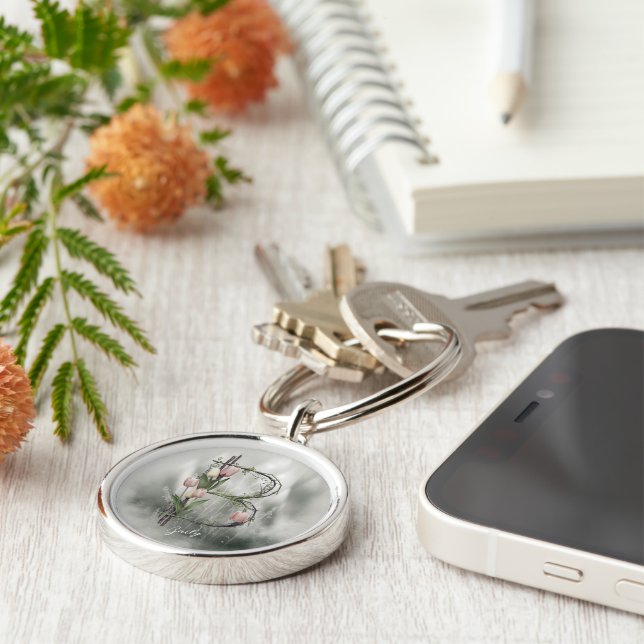 Monograma Moderno - Letra B Chaveiro - Tulipas e V (Lateral)