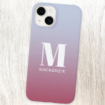 Monograma Moderno Nome Inicial Gradação Azul Cor-d<br><div class="desc">Design de nome inicial minimalista da tipografia moderna que pode ser mudado para personalizar. Branco sobre um fundo verde magenta a azul claro.</div>
