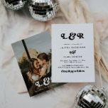 Monograma Moderno Retro 70 Convite para Casamento<br><div class="desc">* PARA MUDAR AS CARTAS EXIBIDAS NO MONOGRAMA: 1. selecione "personalizar" 2. role até o final e selecione "editar usando a ferramenta design" 3. abra o painel de camadas (opção 7 para baixo com "texto" sendo a primeira opção) 4. clique no olho que é riscado ao lado das letras necessárias...</div>