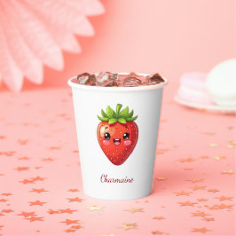 Monograma morango kawaii fofo