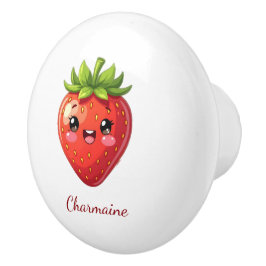 Monograma morango kawaii fofo
