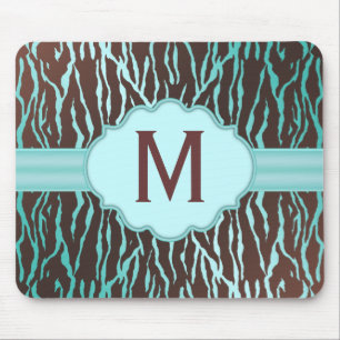 Monograma Mousepad das listras da zebra de Brown &