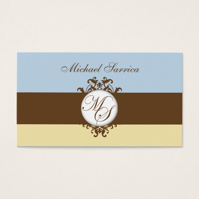 Monograma MS Brown Damask Blue Cream Tag (Frente)