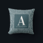Monograma/ Nome da família inicial almofada geomét<br><div class="desc">Monograma/Nome da família inicial almofada geométrica. A cor pode ser alterada.</div>