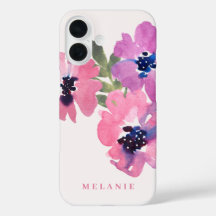 Monograma Nome Moderno de Aquarela Rosa Rosa Rosa