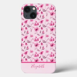 Monograma Nome Script Tendência Elegante Floral Co