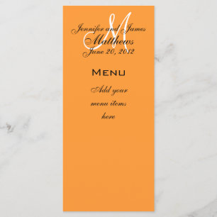 Monograma Nomes Data Cartões Menu Casamento Laranj