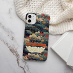 Monograma Onda Japonesa<br><div class="desc">Linda mão pintou ondas de Seigaiha e uma tigela divertida de Ramen com seu nome ou monograma. As capas de telefone oferecem uma oportunidade de deixar sua personalidade brilhar. Sua capa de telefone pode ser selecionada para mostrar seu sentido de moda do excelente, informar as pessoas sobre um querido hobby...</div>