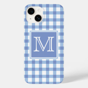 Monograma Pastel Blue Gingham Xadrez