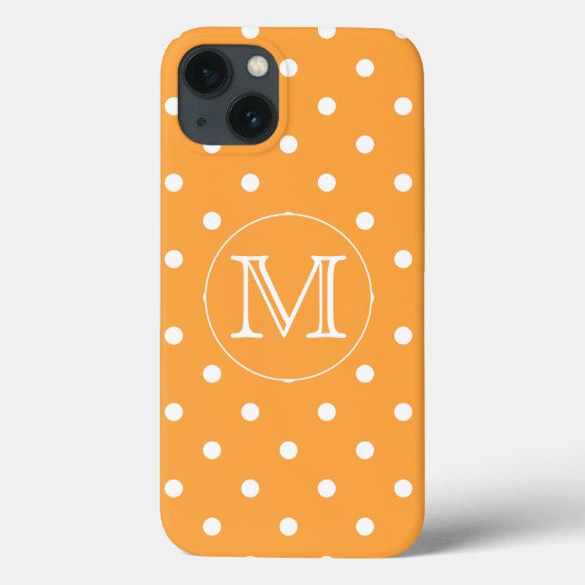 Monograma personalizado. Bolinhas Laranja e Branca (Verso)
