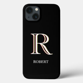 Monograma personalizado branco na moda preto   