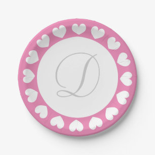 Monograma personalizado, cor-de-rosa, pratos de pa