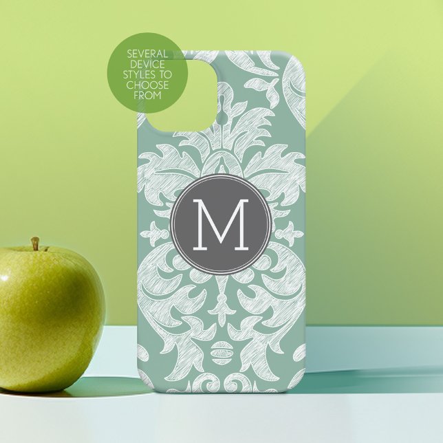 Monograma Personalizado da Cor damasco da Casa da  (Personalized Phone Case with Custom Photos Text - Choose a Device Style)