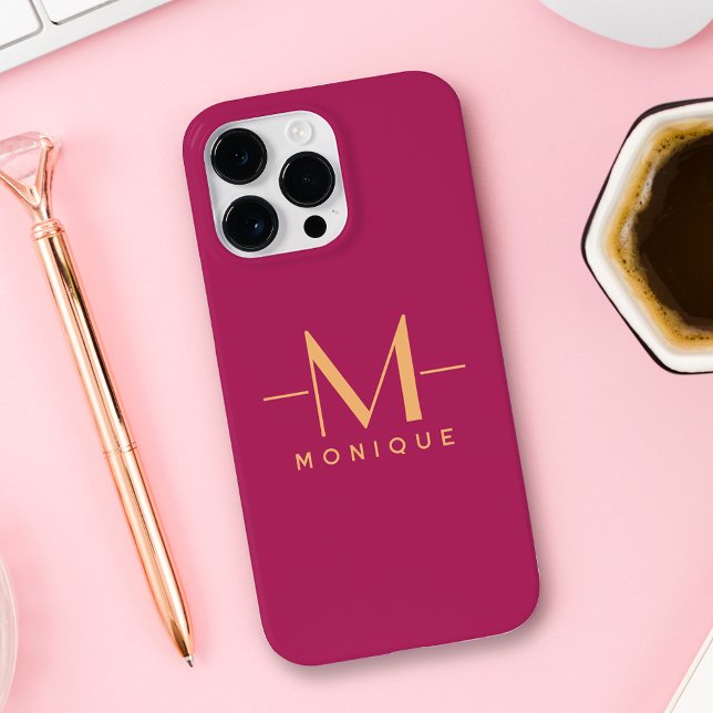Monograma Personalizado de Berry Blush Mínimo Quen (Criador carregado)
