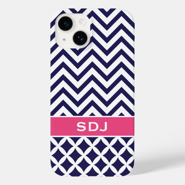 Monograma Personalizado de Cevão Azul e Rosa marin (Verso)