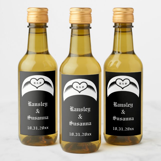 Monograma Personalizado De Coração Alado Com Casam (Garrafas)