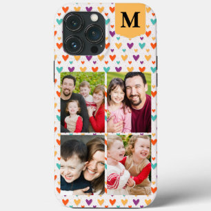 Monograma Personalizado de Corações Coloridos 4 Fo