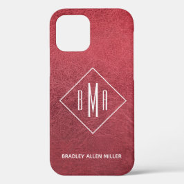 Monograma Personalizado de Couro Vermelho Faux