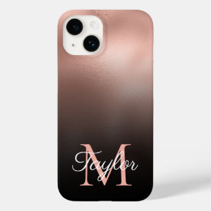 Monograma Personalizado de Folha Rosa de Ombre Pre