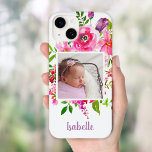 Monograma Personalizado de Fotografias de Blooms B<br><div class="desc">capas de telefone impressas personalizadas de barato personalizadas com suas fotos e texto. Esta design de giro divertida tem uma borda floral de aquarela em cores brilhantes, rosa, roxo, amarelo e verde. Adicione sua própria foto personalizada do seu bebê, filhos ou família. Personalize-o com seu monograma inicial ou outro texto...</div>