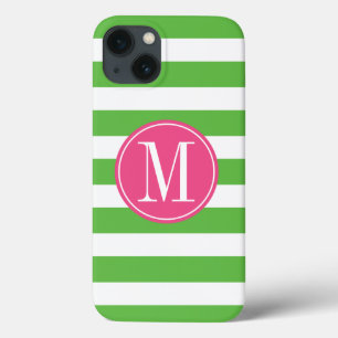 Monograma Personalizado de Listras Rosa e Verde