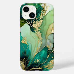 Monograma Personalizado de Mármore Verde Dourado M