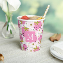 Monograma Personalizado de Morangos Rosa
