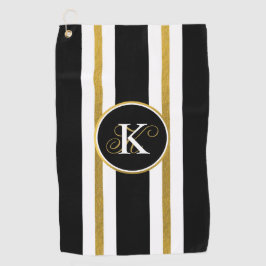 Monograma Personalizado de Stripes Negras e Dourad