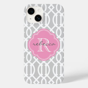 Monograma Personalizado de Trellis Moderna e Rosa