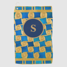 Monograma Personalizado do Antigo Egito Azul Doura