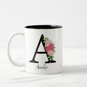 Monograma Personalizado Floral Elegante Xícara De