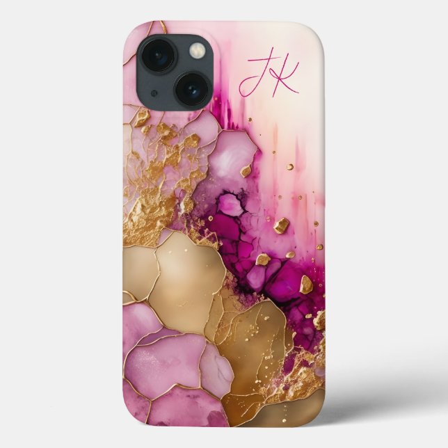 Monograma Personalizado Mármore Dourado Roxo Moder (Verso)