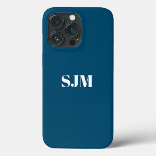 Monograma personalizado minimalista branco azul te