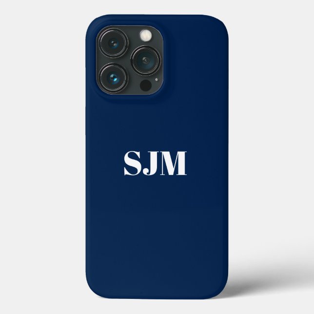 Monograma personalizado mínimo marinho azul e bran (Verso)