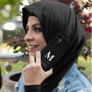 Monograma personalizado mínimo preto e branco mode