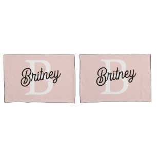 Monograma Personalizado Moderno e Nome Pastel Rosa