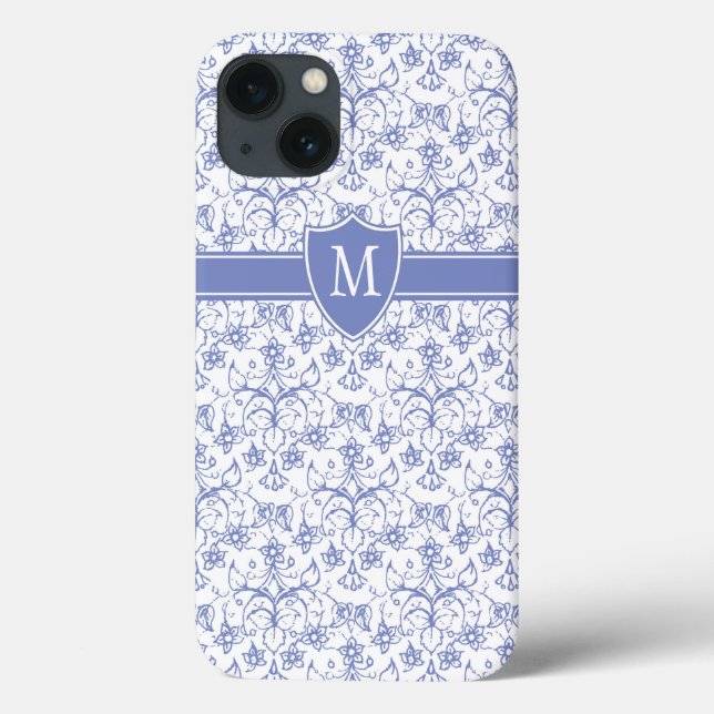 Monograma Personalizado no Padrão do Periwinkle Az (Verso)