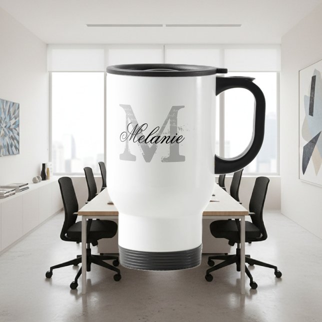 Monograma personalizado para caneca de viagem (travel mug with custom monogram)