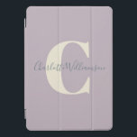 Monograma Personalizado Simples e Nome em Lilac<br><div class="desc">Monograma e nome personalizados simples no caso do iPad Dusty Lilac</div>