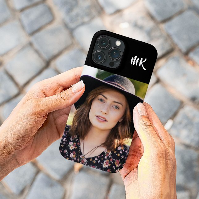 Monograma Personalizado Sua Foto Bonito Senhora (Custom Monogrammed Your Photo Pretty Lady Case-Mate iPhone Case)