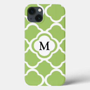 Monograma Personalizável do Quatrefoil do verde li