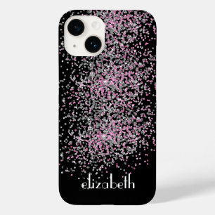 Monograma Personalize Preto Rosa Brilho Prata 
